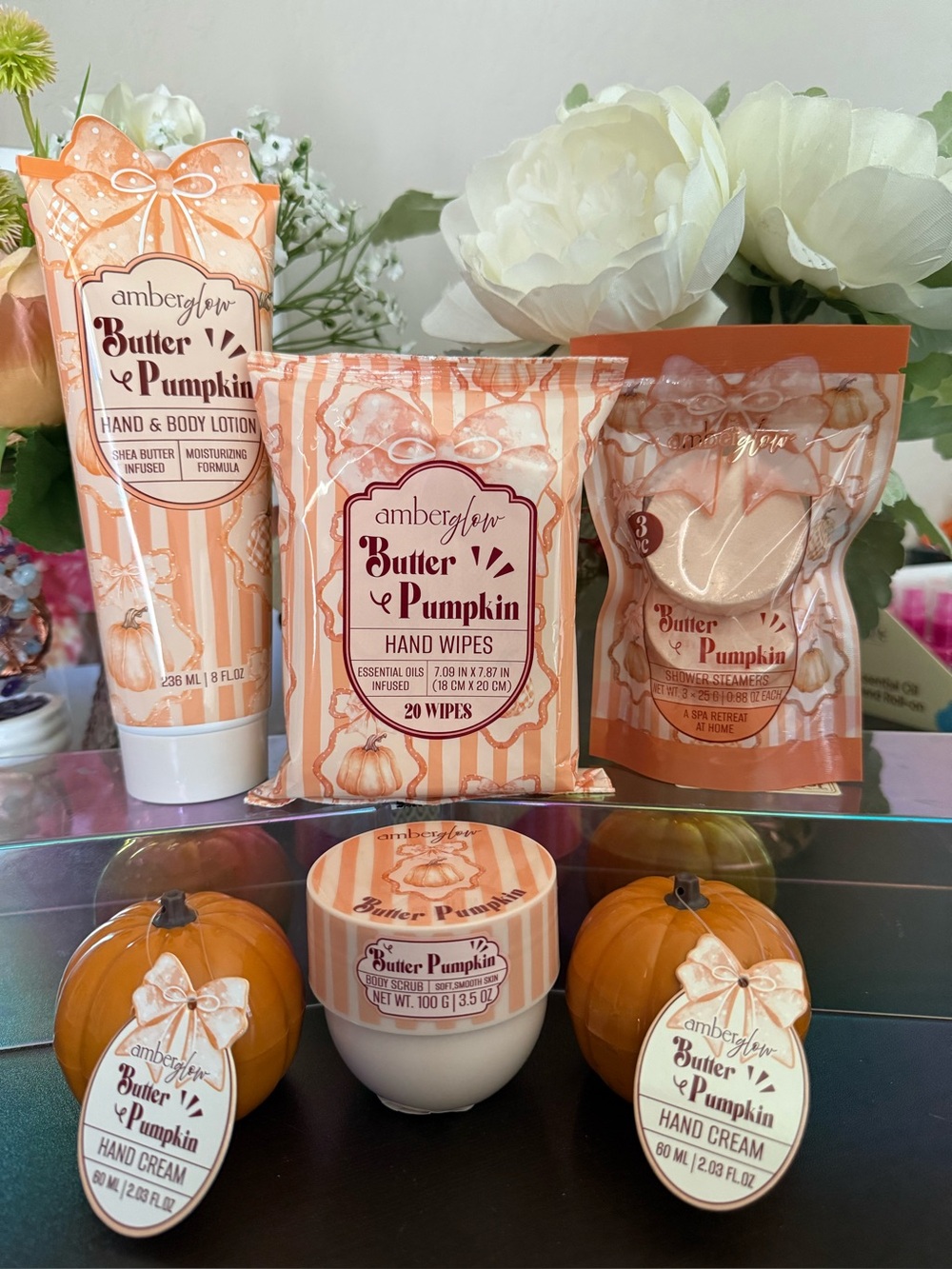 🆕🍂 AMBER GLOW LIMITED EDITION “BUTTER PUMPKIN” 6-PIECE BODY CARE SET. NEW!